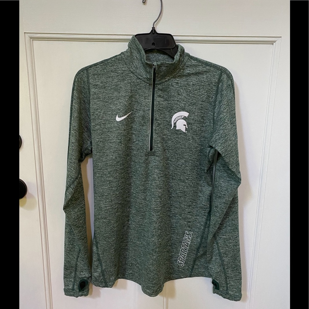 Nike Green Heather Michigan State Spartans Long Sleeve 1/4 Zip